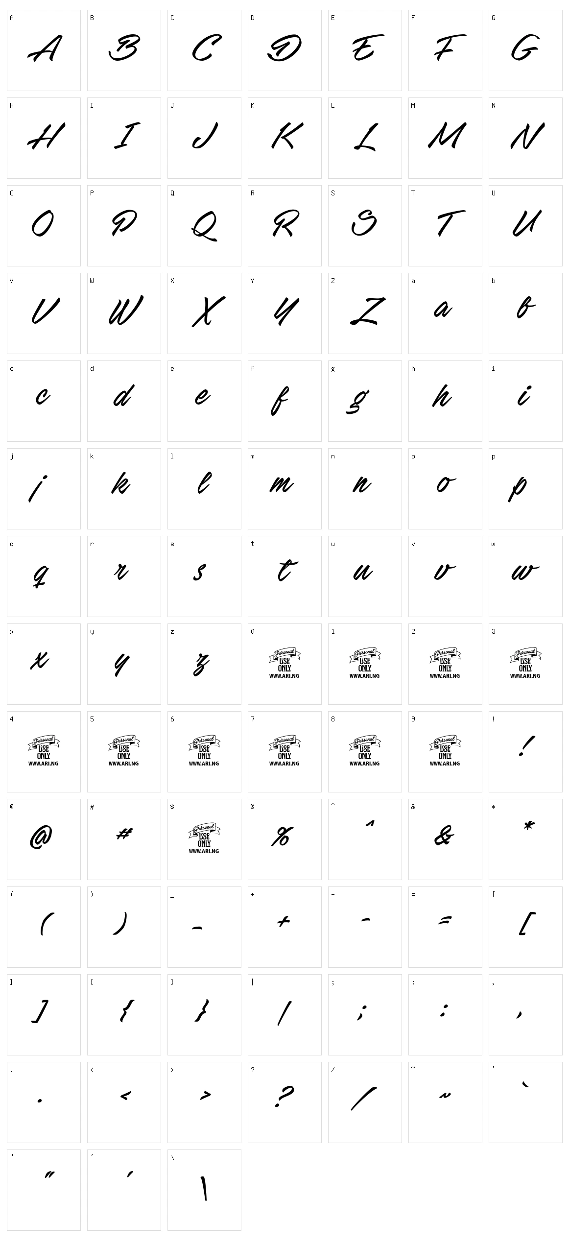 Stackyard Character Set