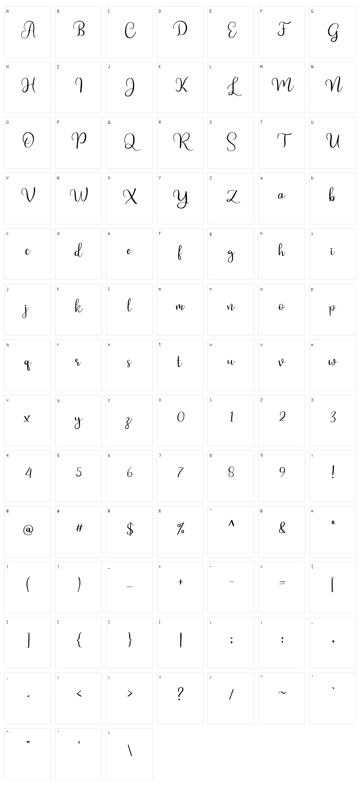 Staylist Character Set