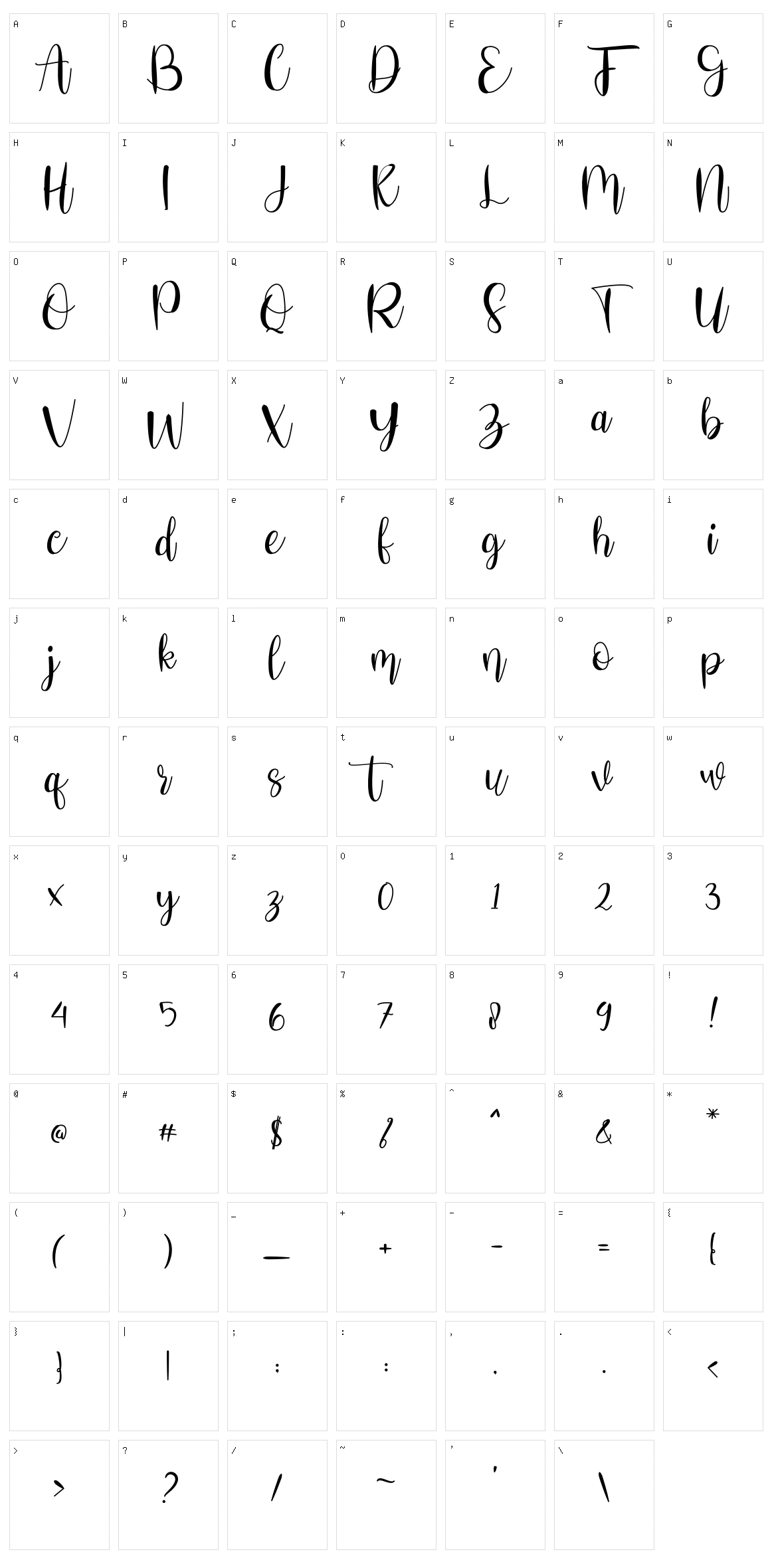 Stefany Signature Character Set