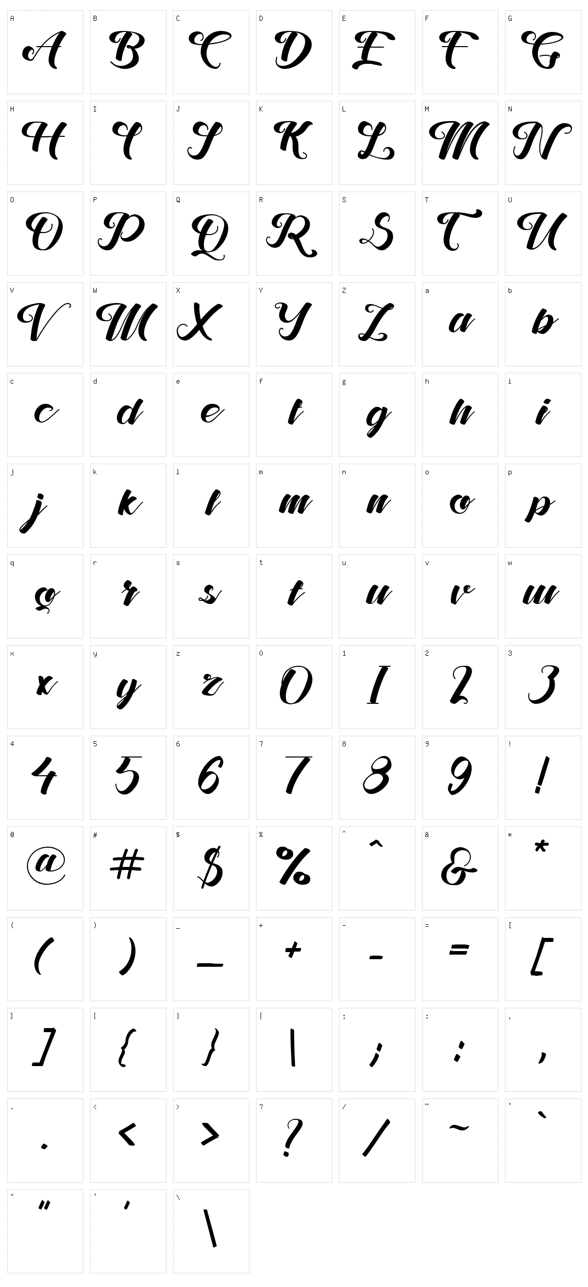 Stiffeny Maritta Character Set