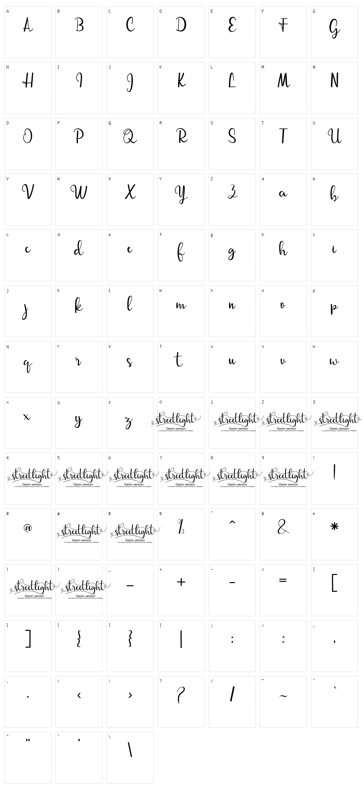 Streetlight Character Set