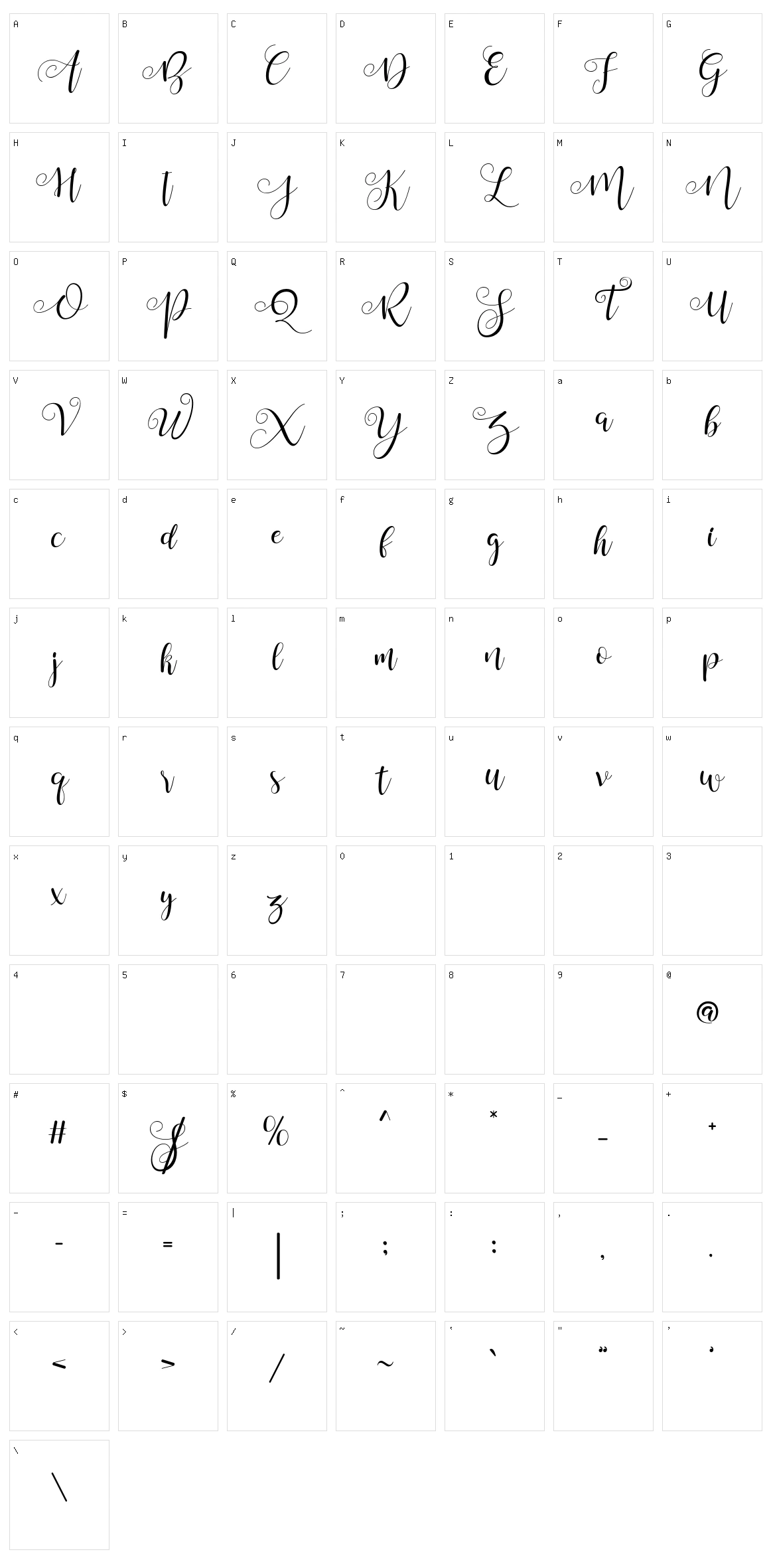 Summer Wedding Script Character Set