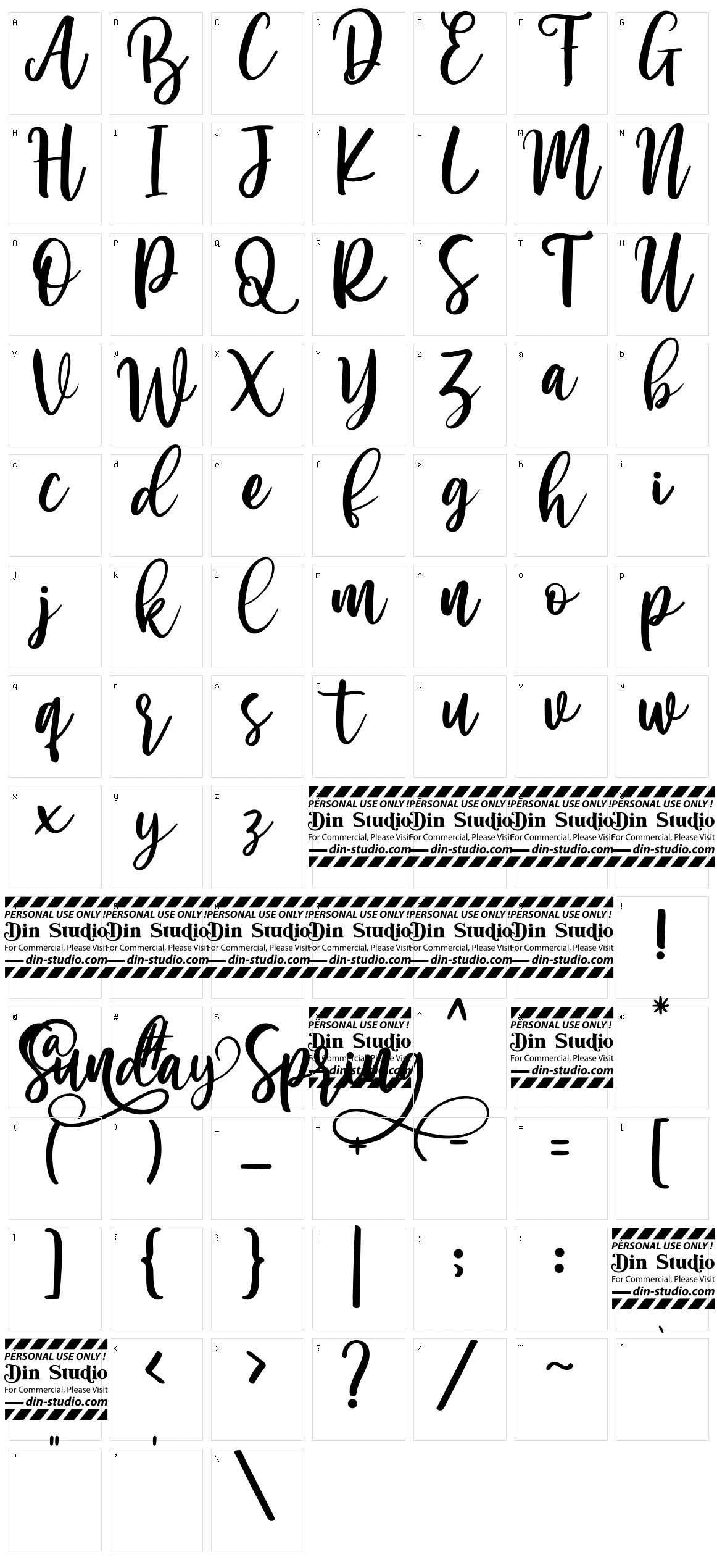 Sunday Spring Character Set