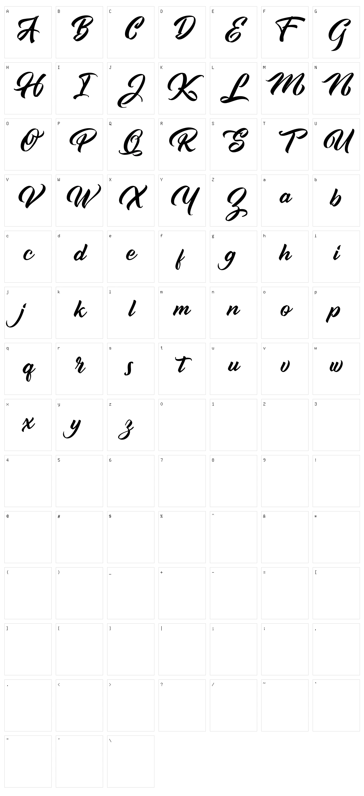 Sunniland Character Set