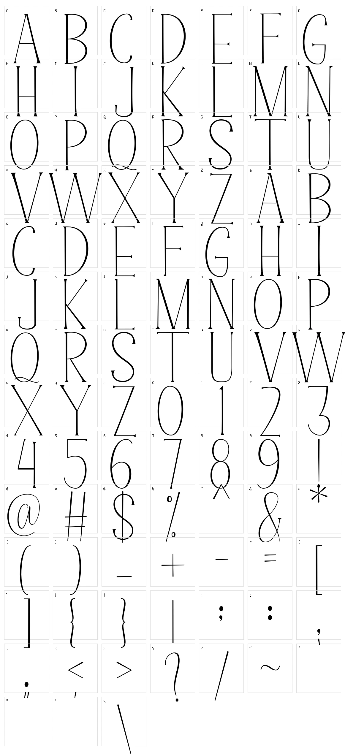 Super Natural Script Character Set