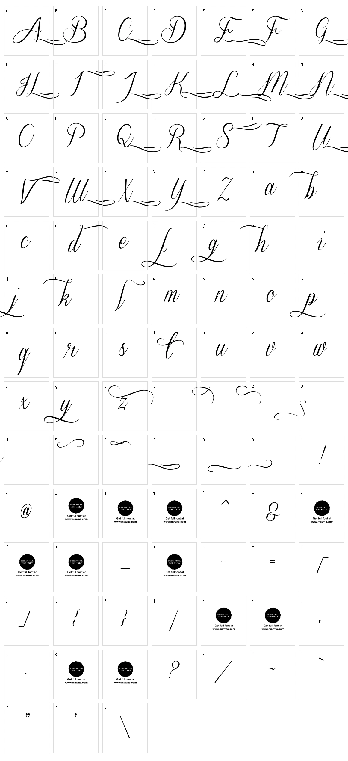 Sverige Script Character Set