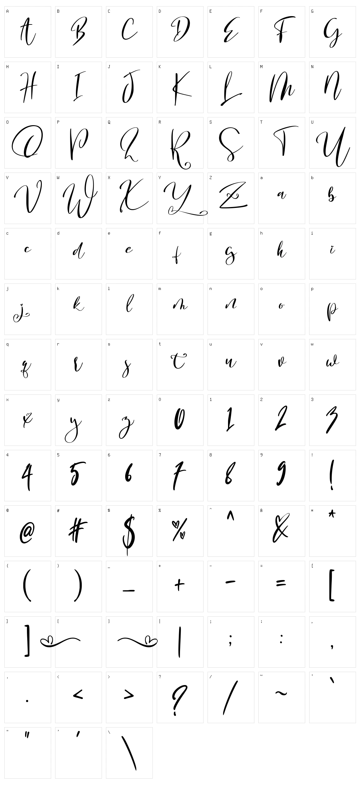 Sweater Script Character Set