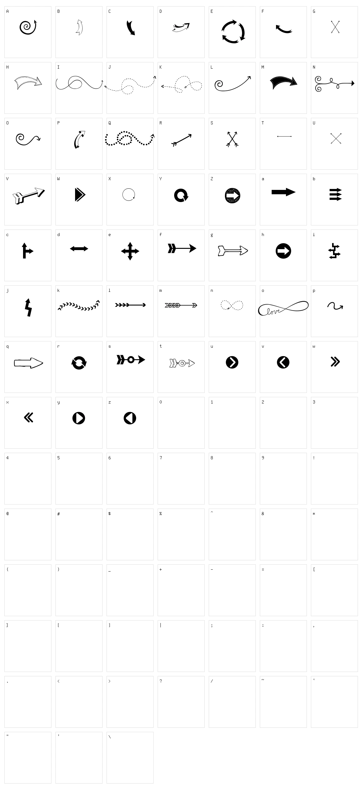KG Arrows Character Set