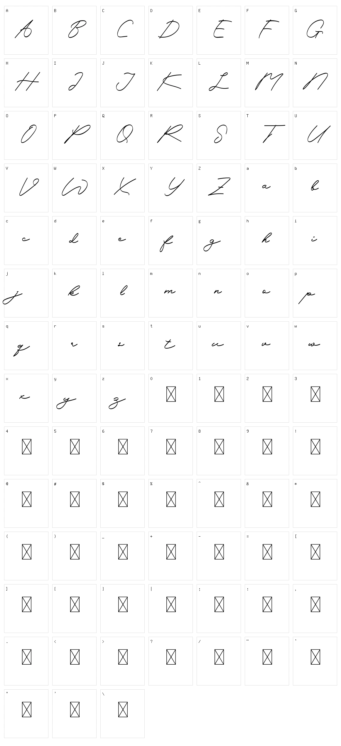 Sweet Final Script Character Set