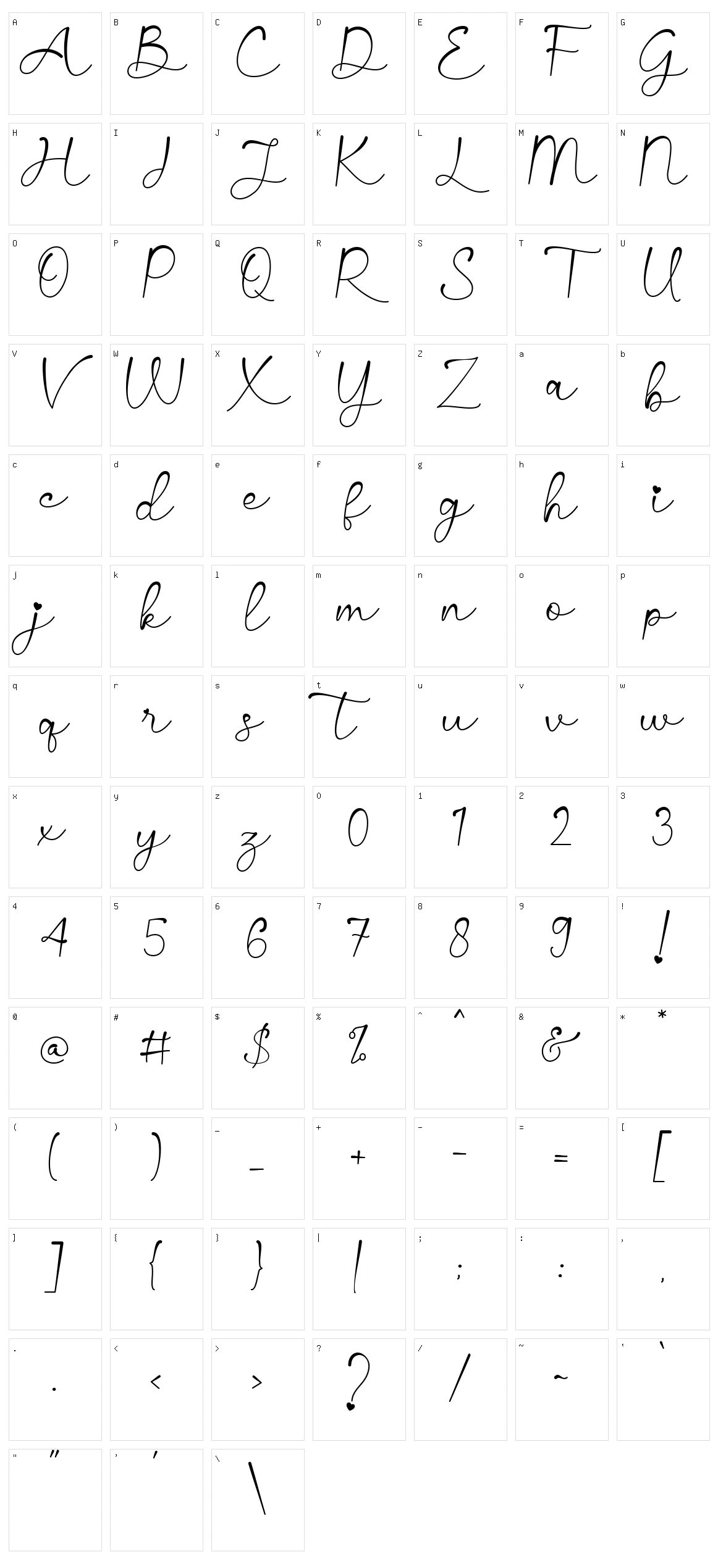Sweet Signature Character Set