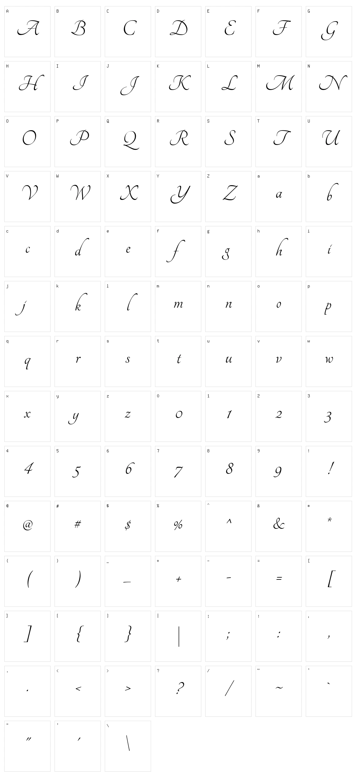 Tangerine Character Set