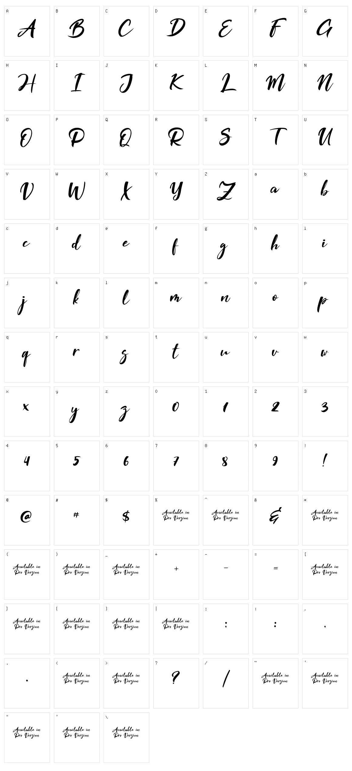 Tempe Character Set