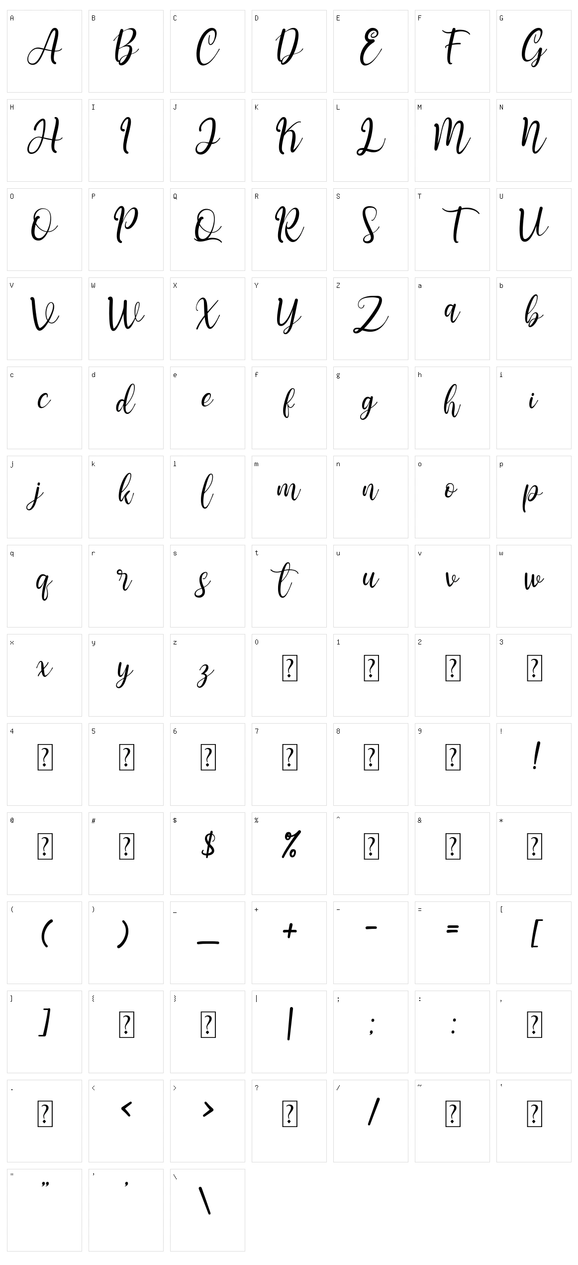 Teressia Script Character Set