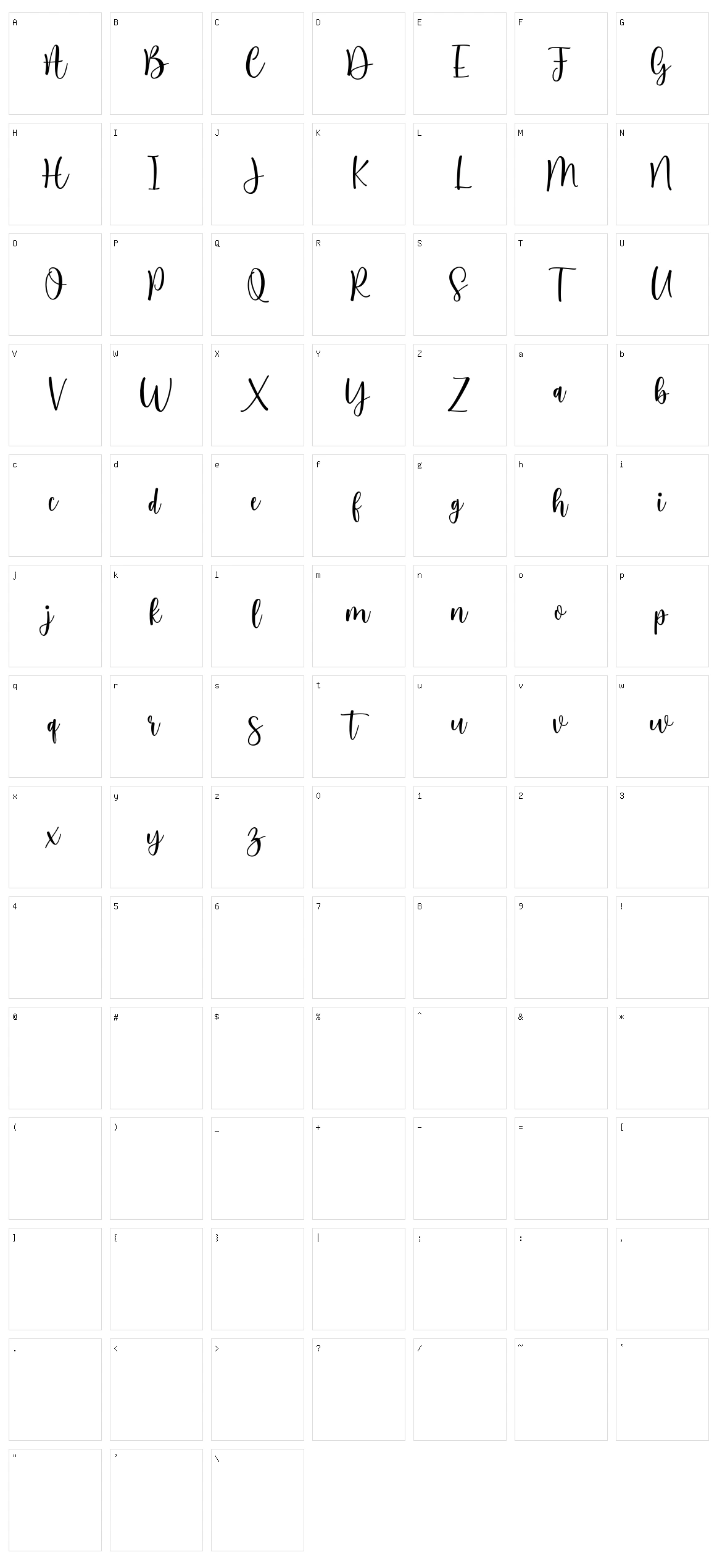 Testimoney Character Set