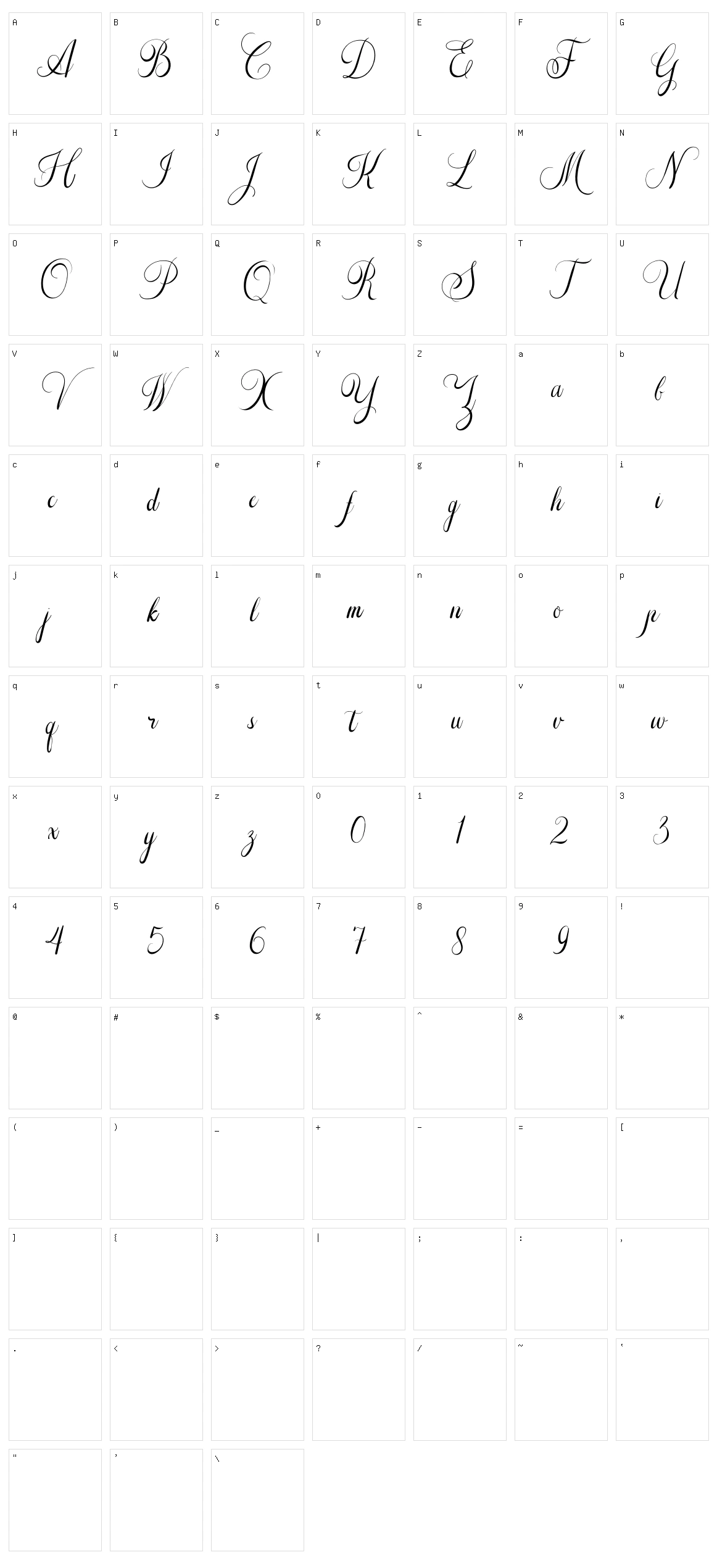 The Adelyne Script Character Set