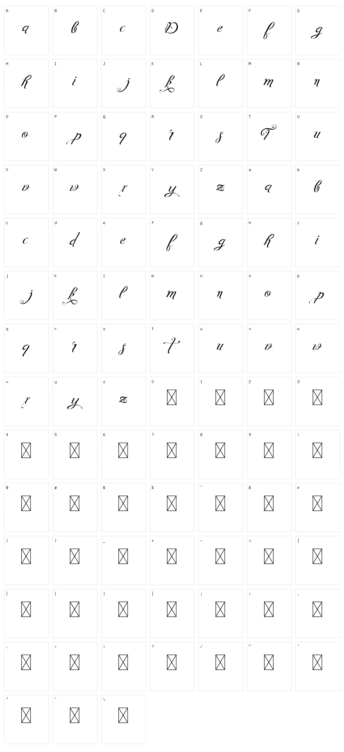 Tiptak Character Set