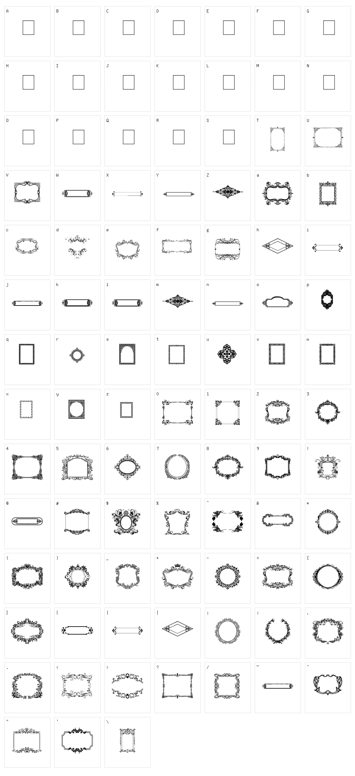 Vintage Frames Character Set