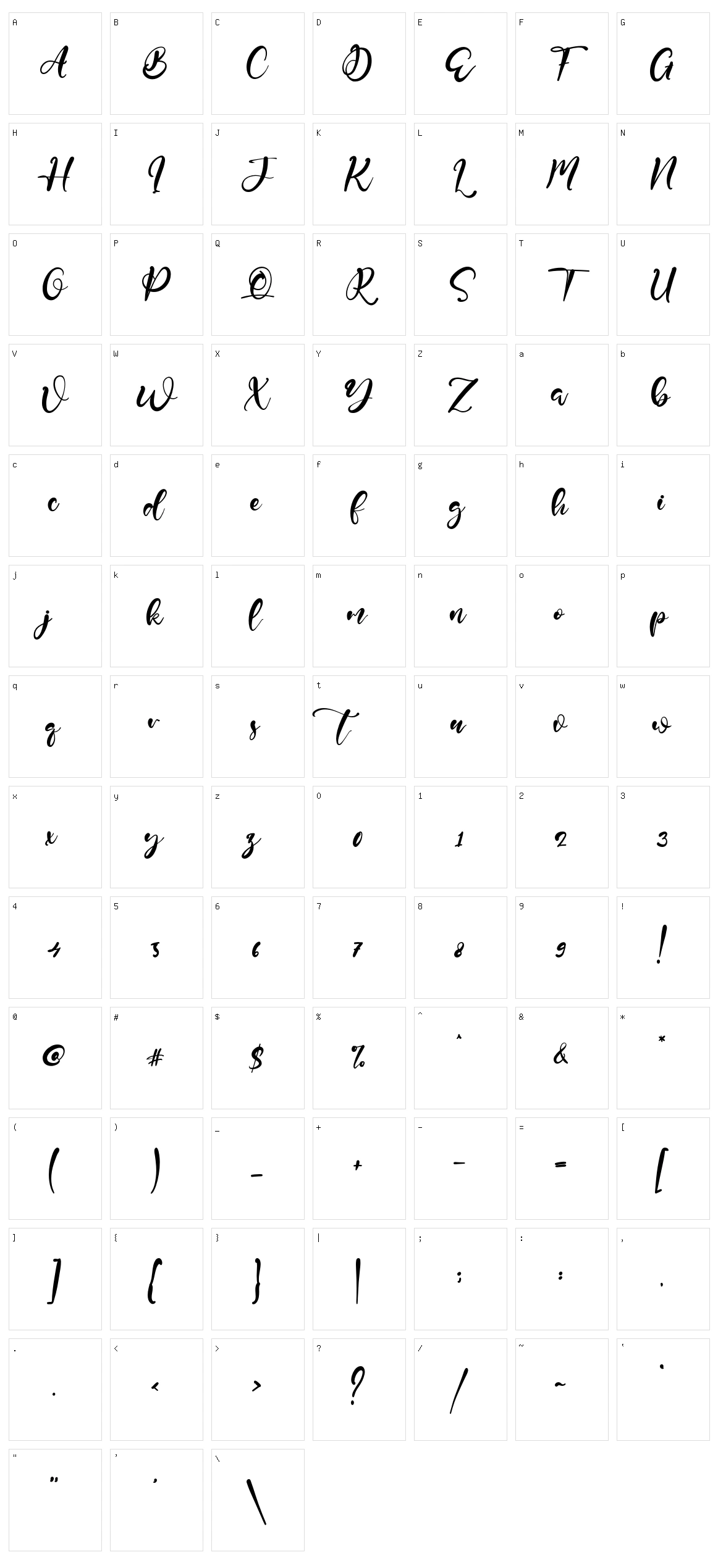 Twister Script Character Set
