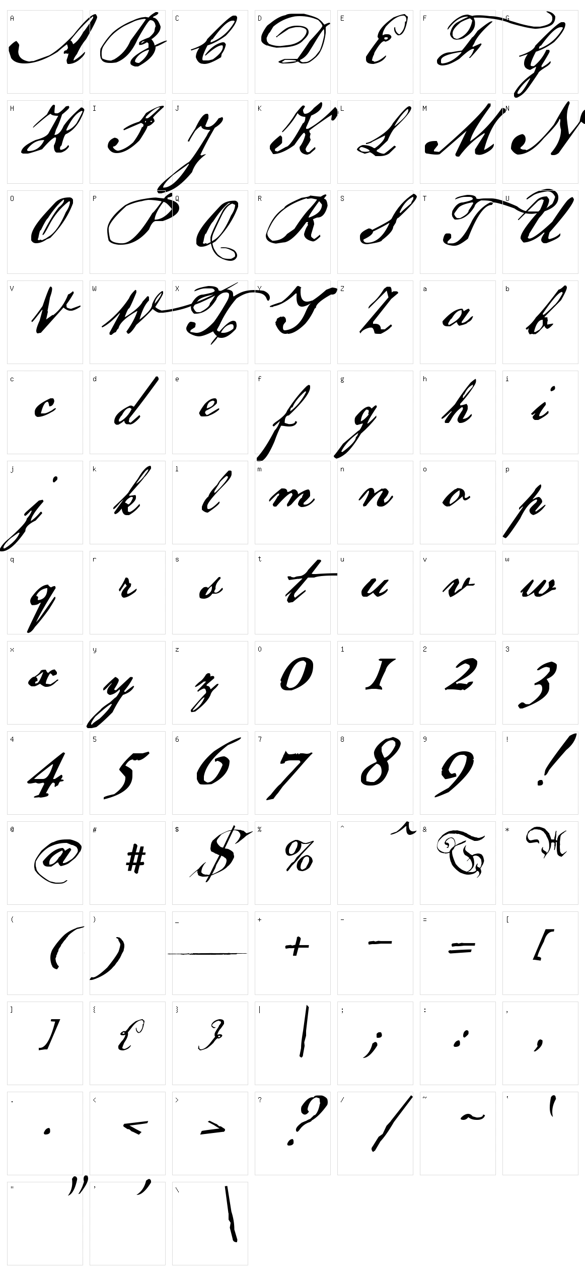 US Declaration Character Set