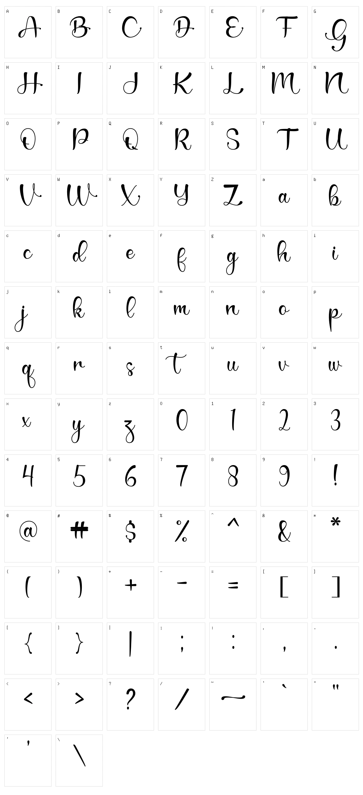 Valentina Character Set