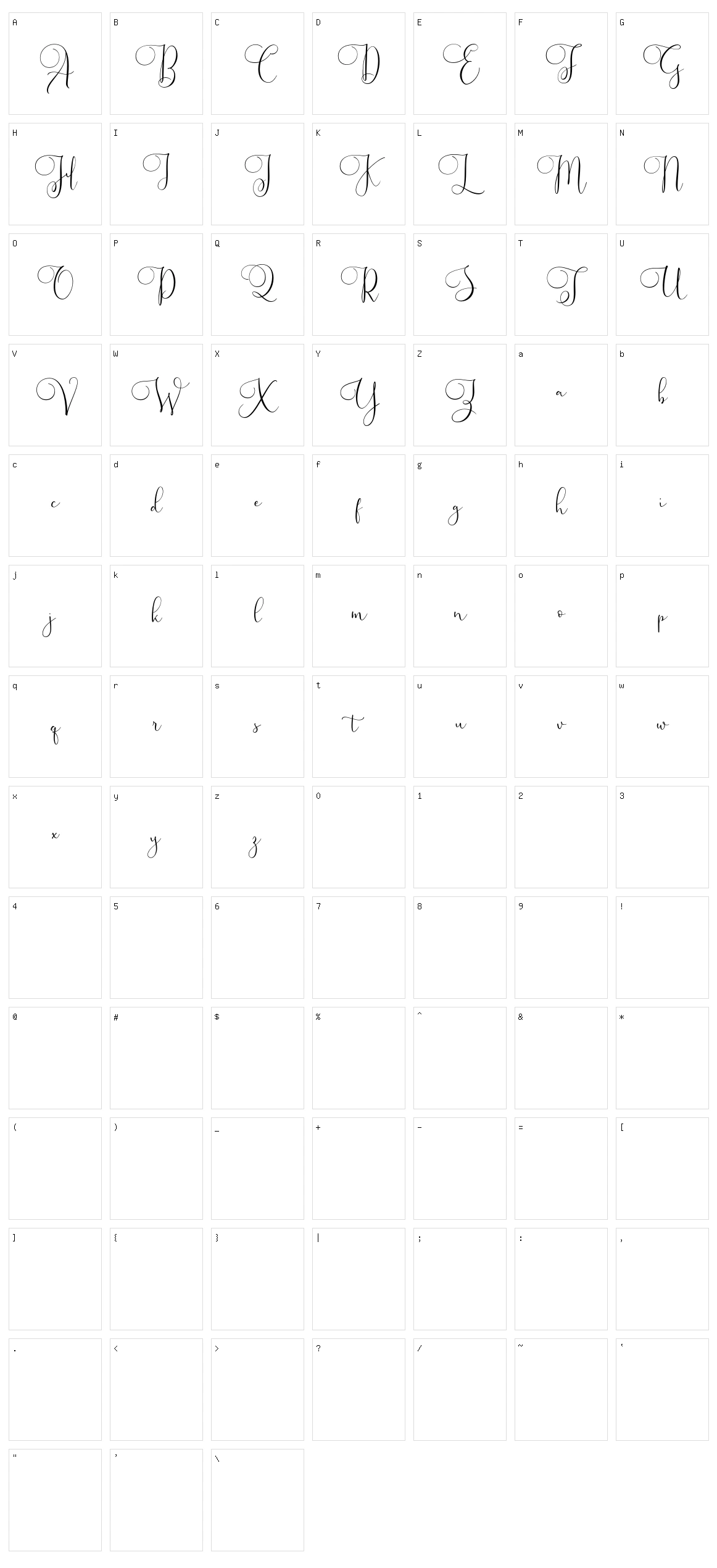 Vallerya Character Set