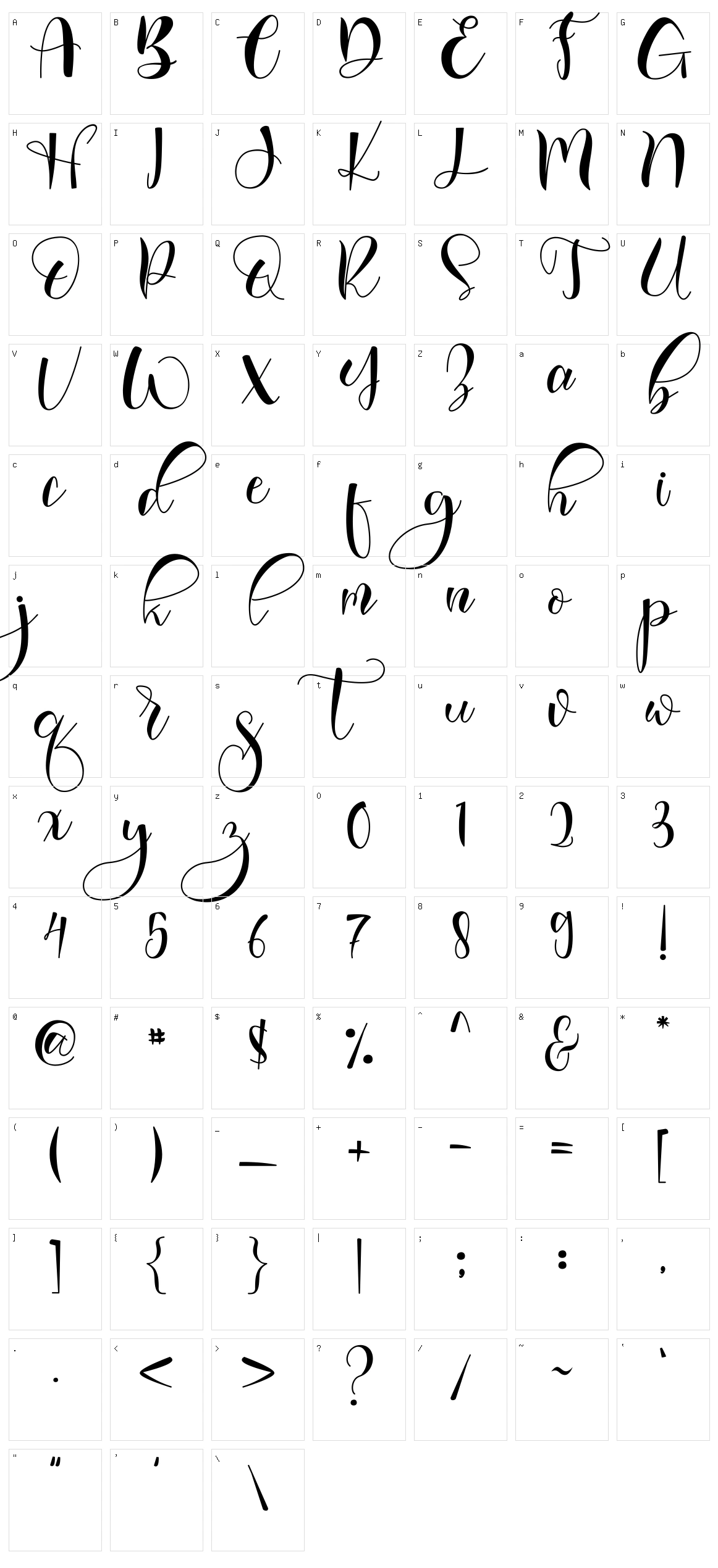Vanesha Character Set