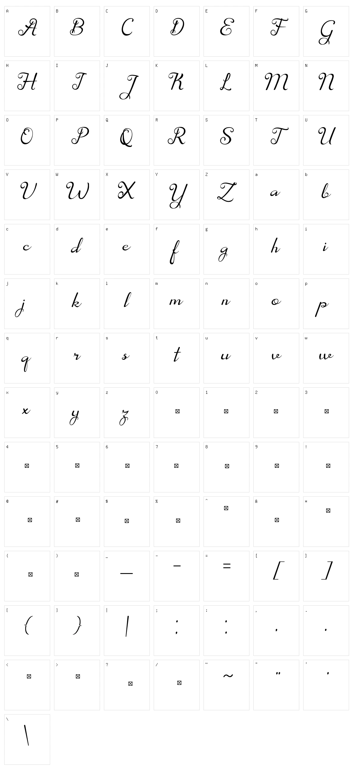 Velisya Character Set