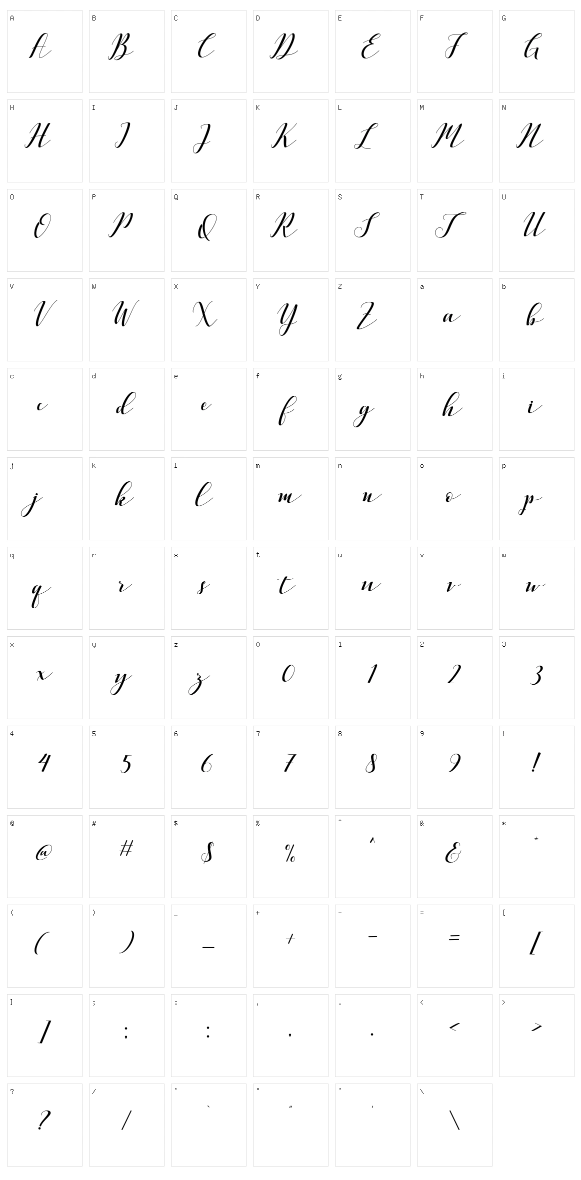 Vellesa Script Character Set
