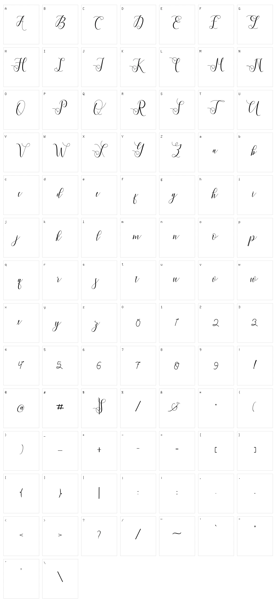 Violetta Script Character Set