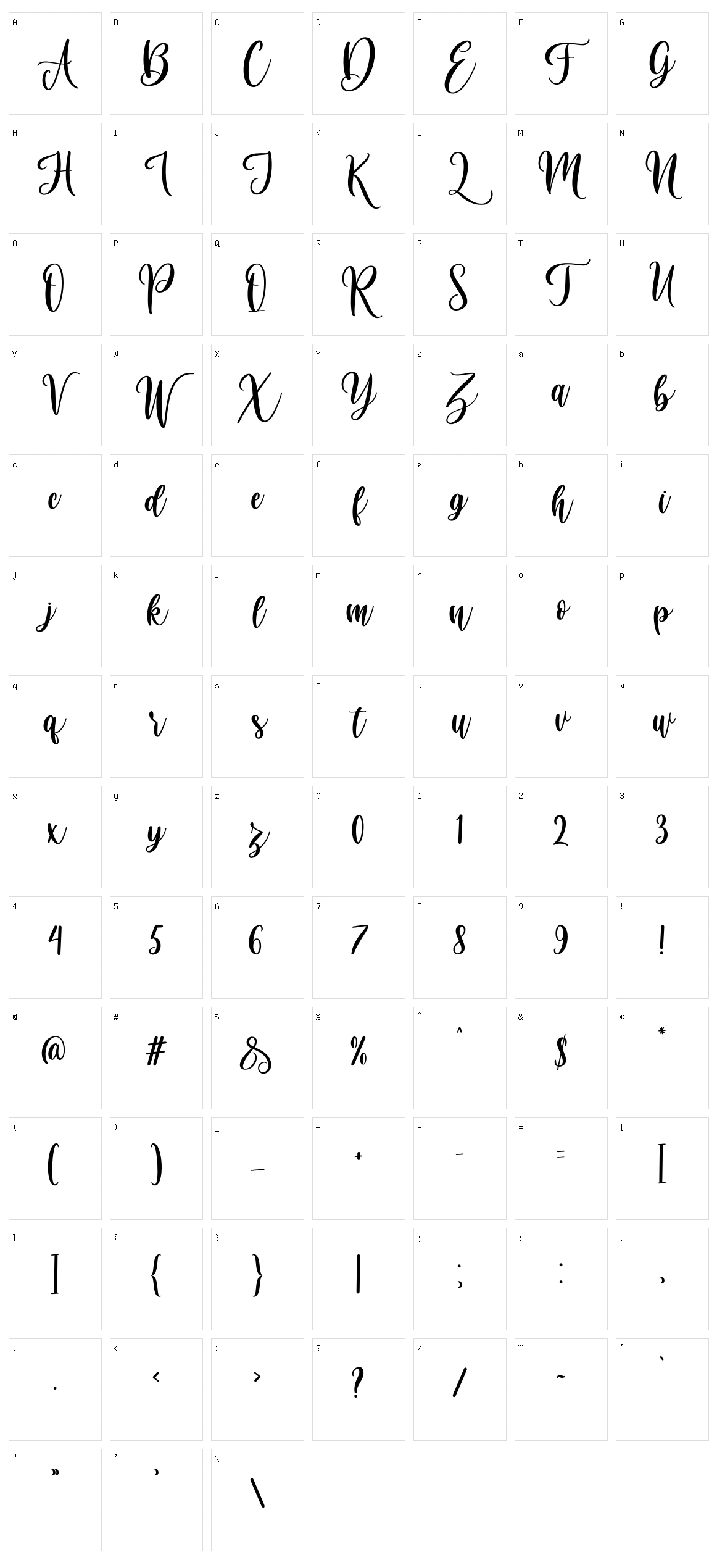 Virgi Ella Character Set