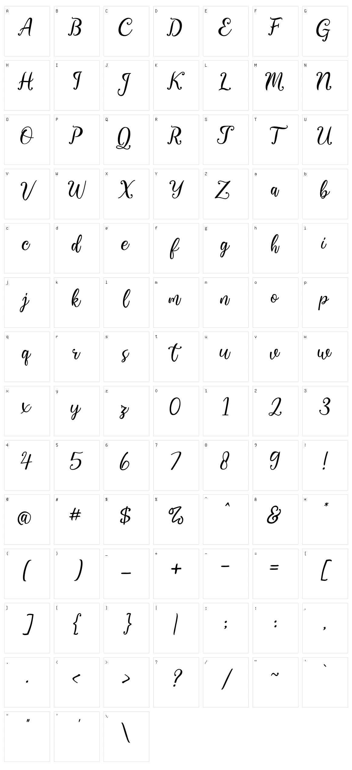 Virgiluna Character Set
