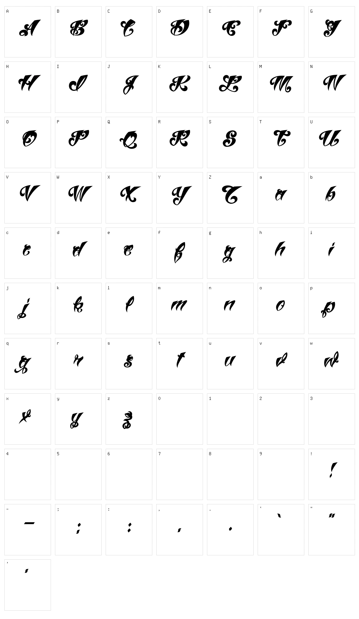 VTC Tattoo Script Three Character Set