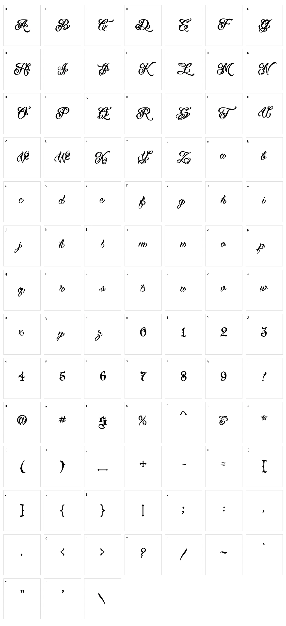 VTC Tattoo Script Two Character Set