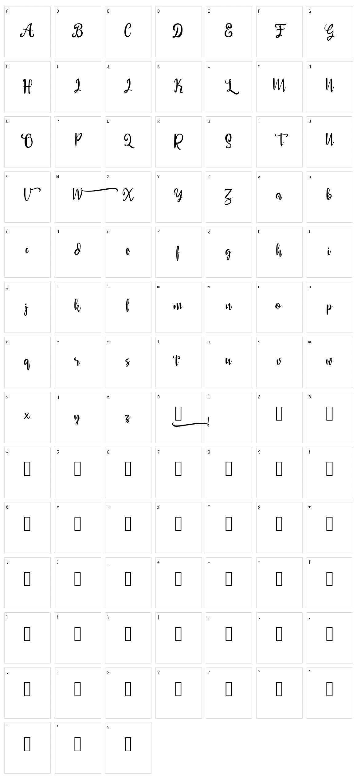 Wanipiro Character Set
