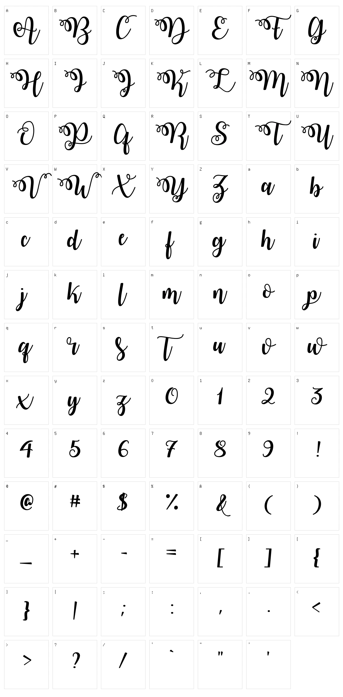 Watermelon Script Character Set