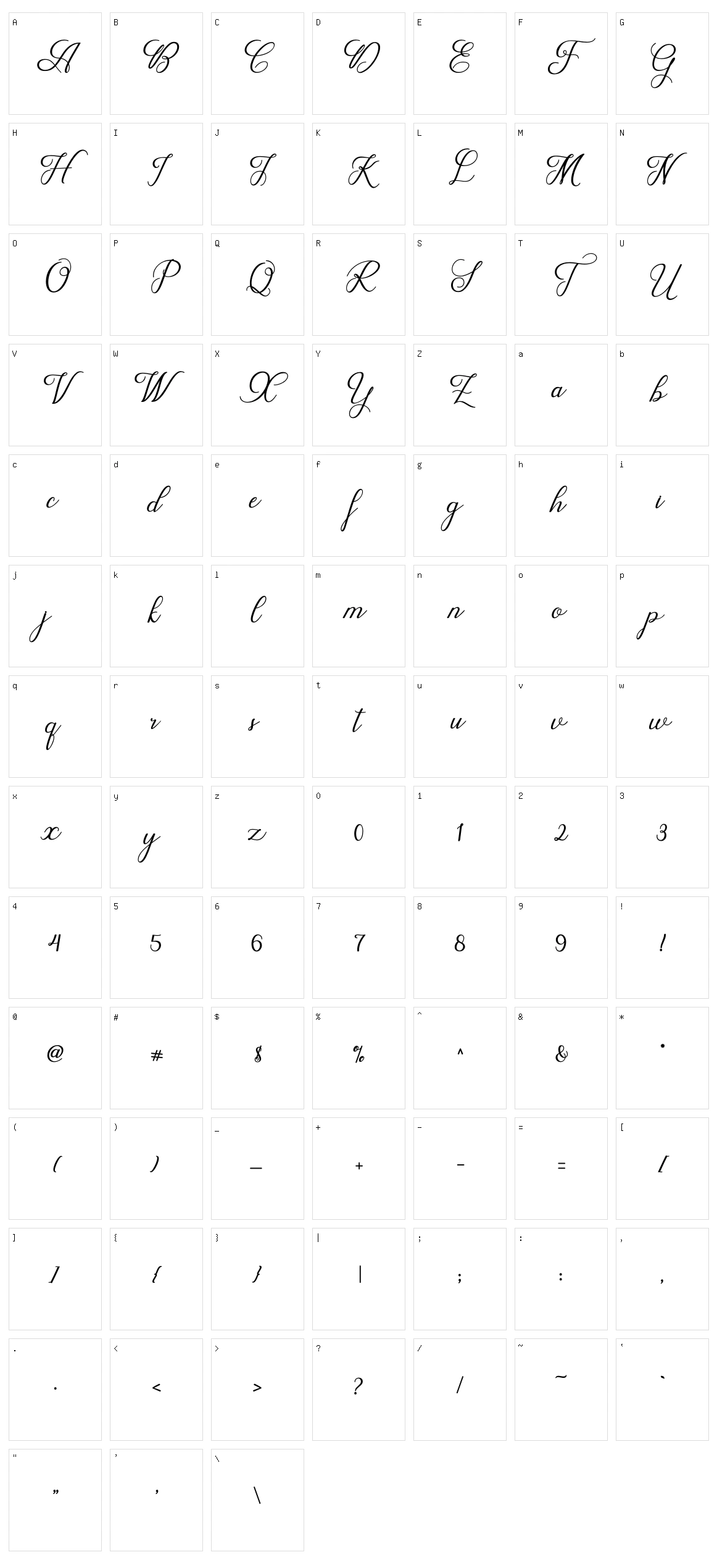 Wedding Script Character Set