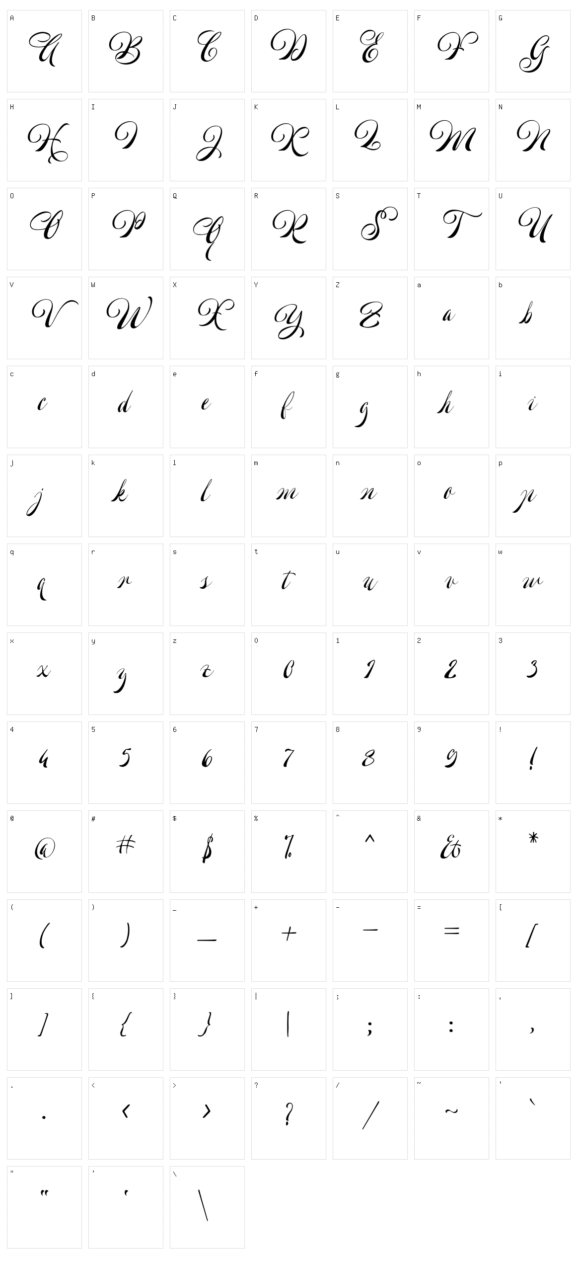 Welroseltone Character Set