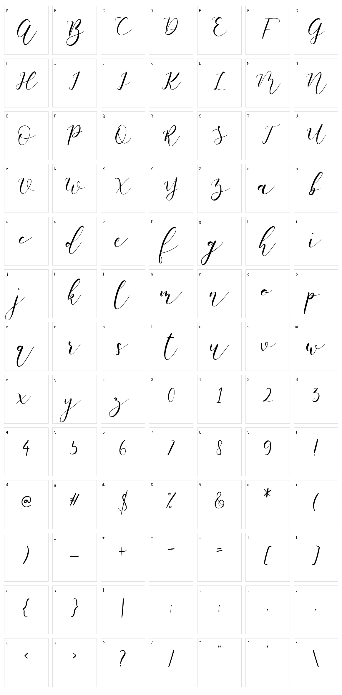 White Carley Character Set