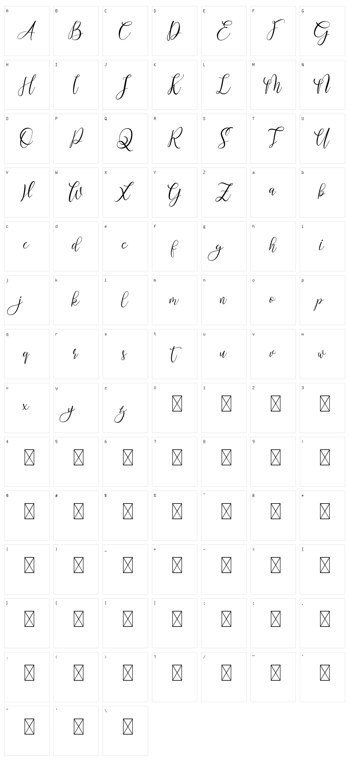 White Chunti Character Set