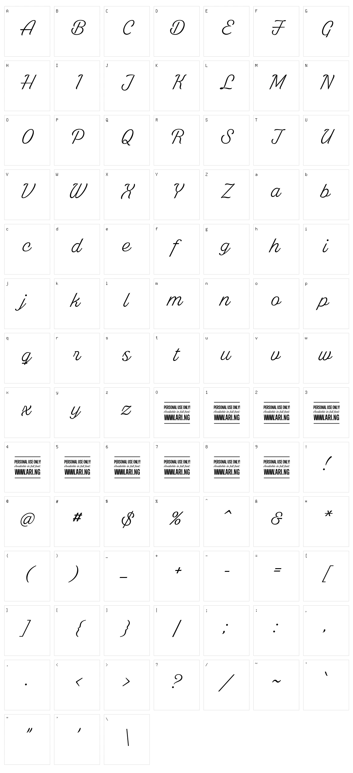 White Larch Character Set