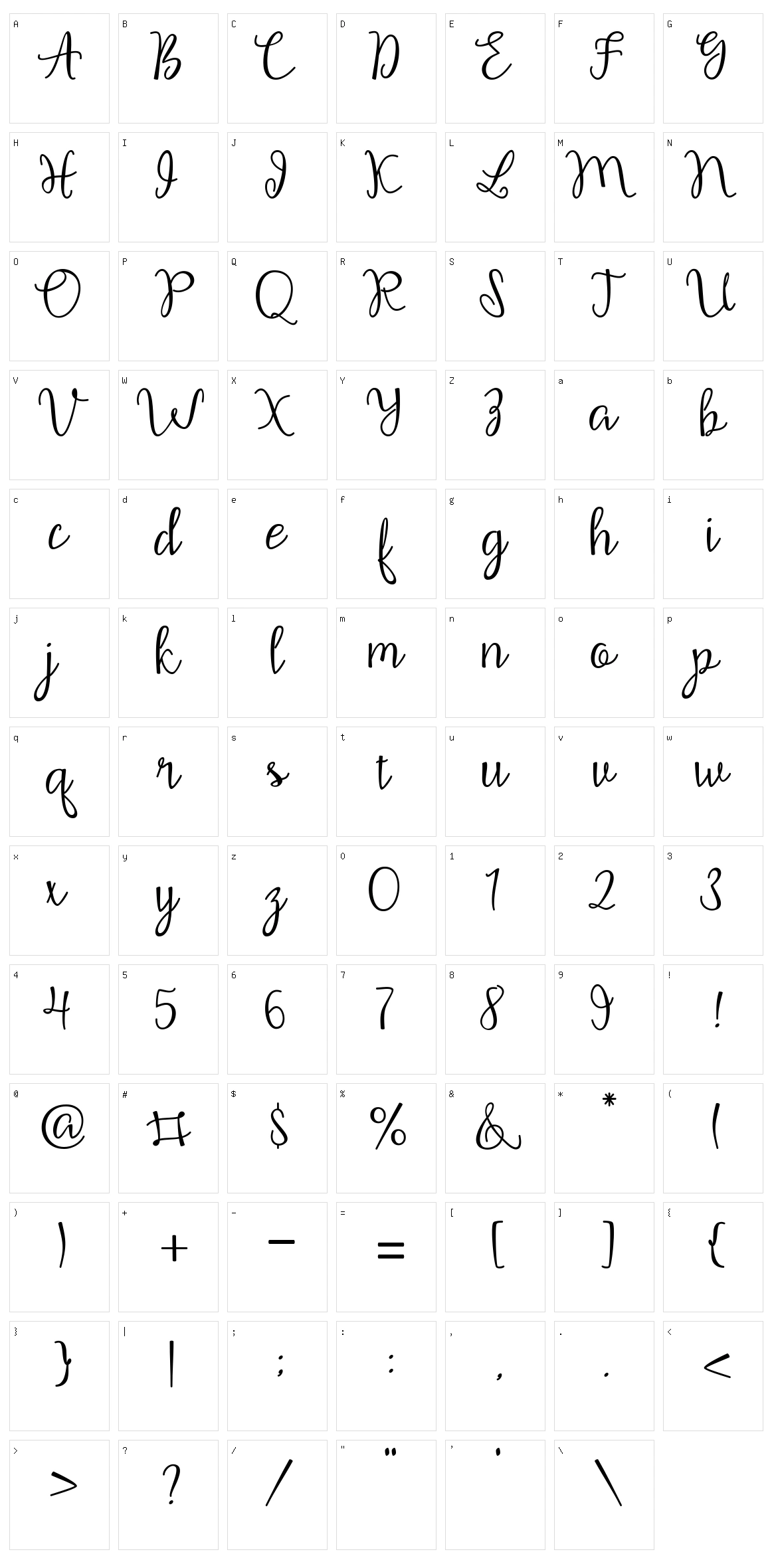 Whitesmith Character Set