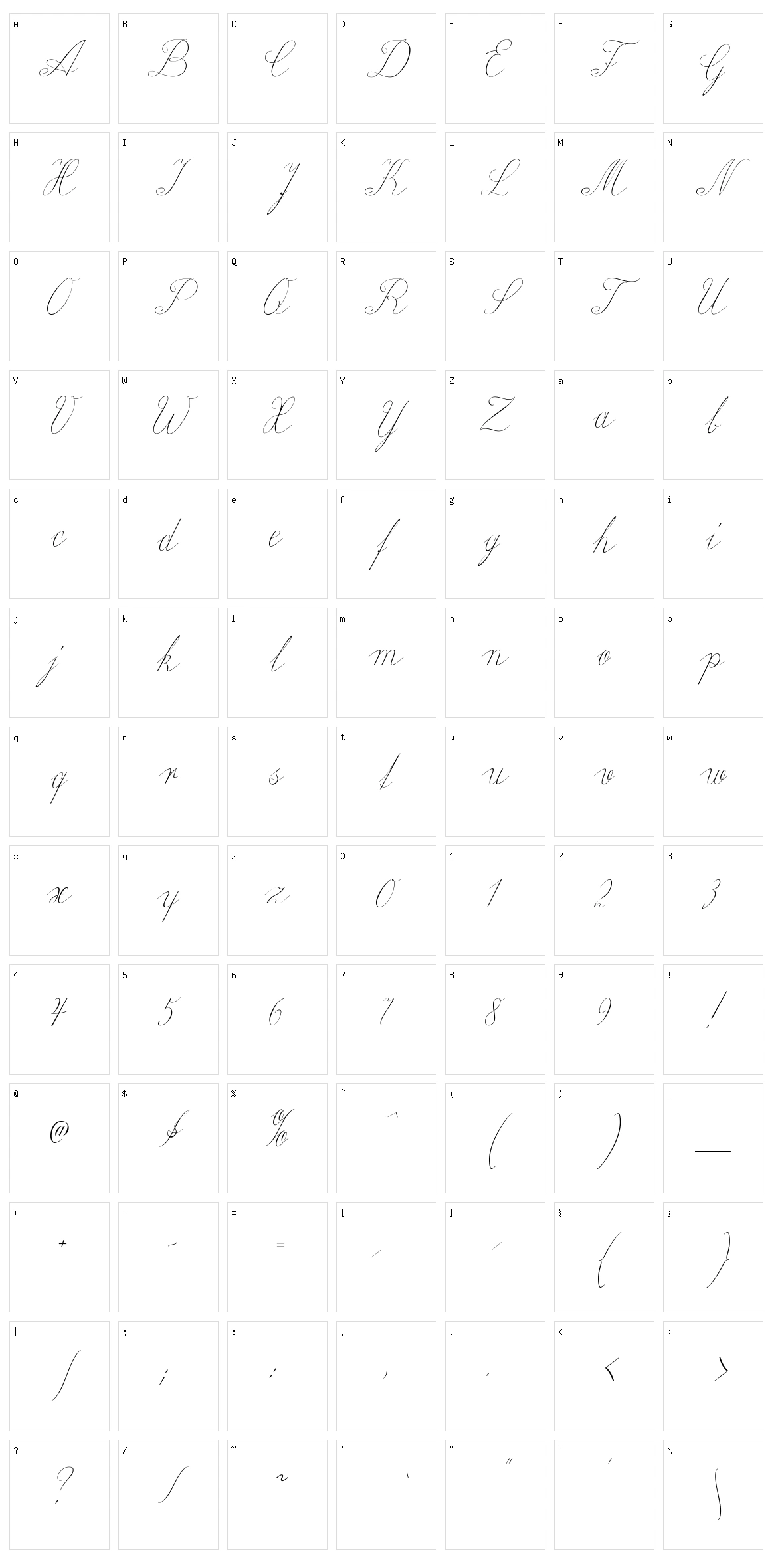 Wiegel Latein Character Set