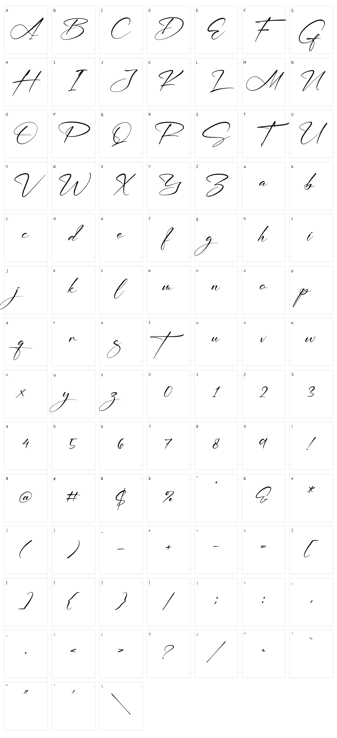 William Narasi Character Set