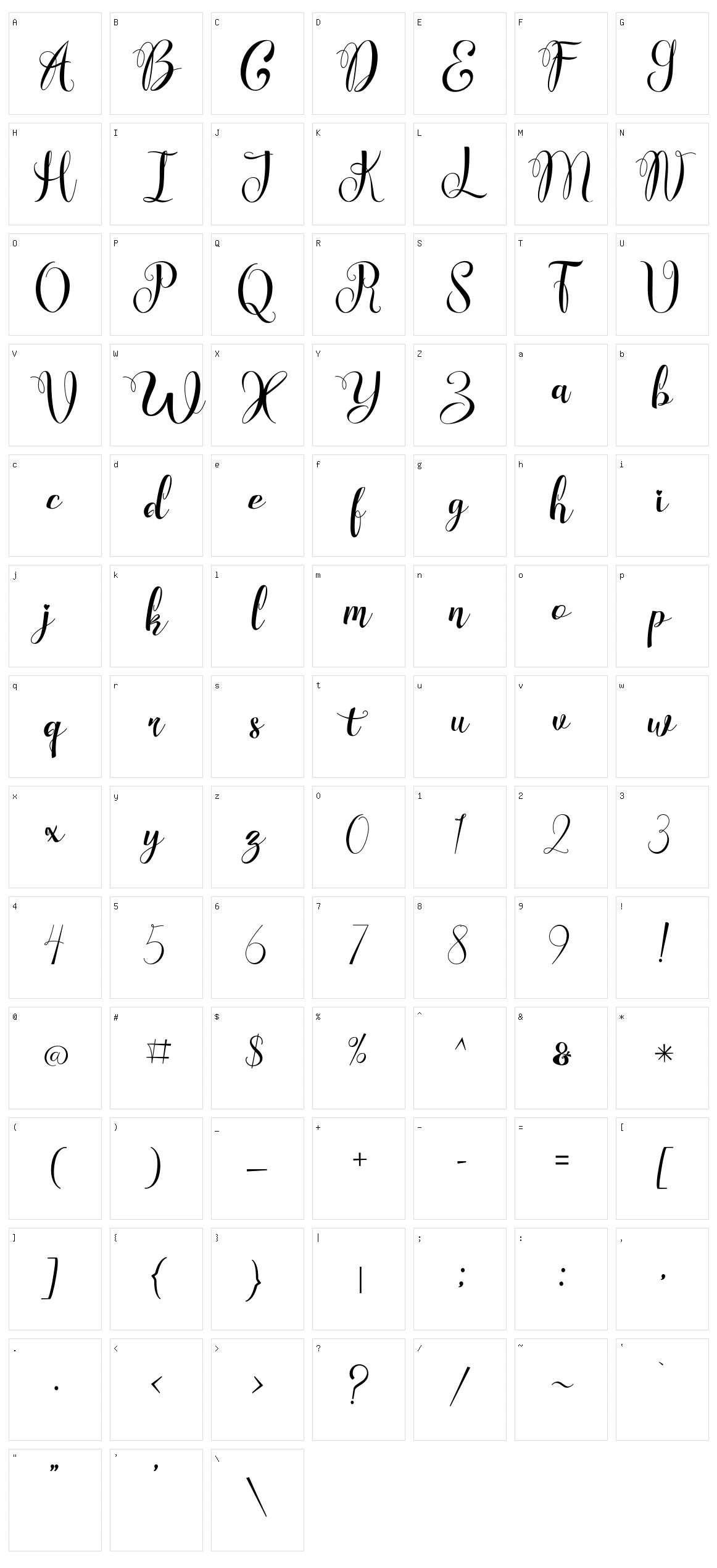 Wonderfebia Character Set