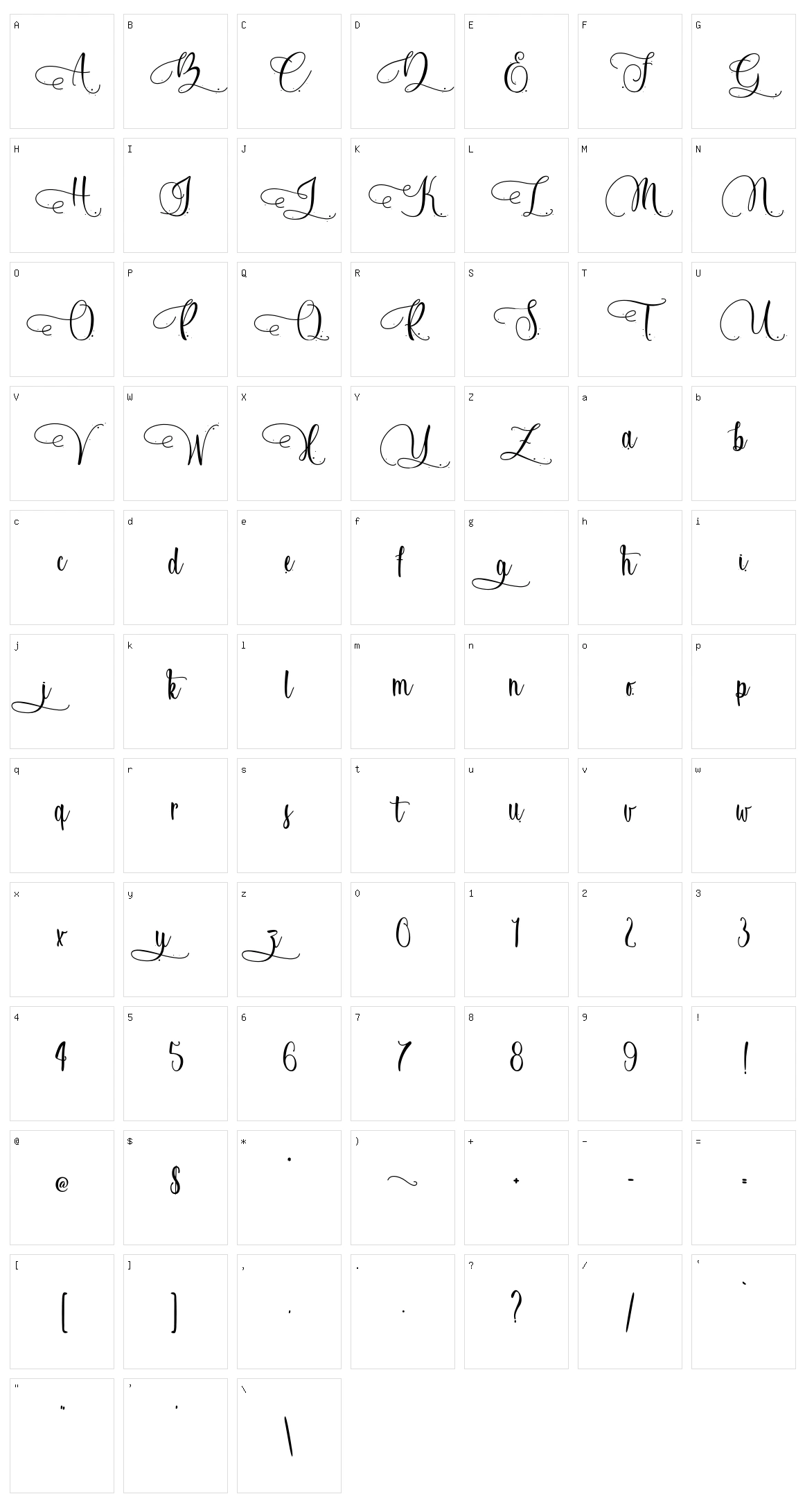 Xanthousy Character Set