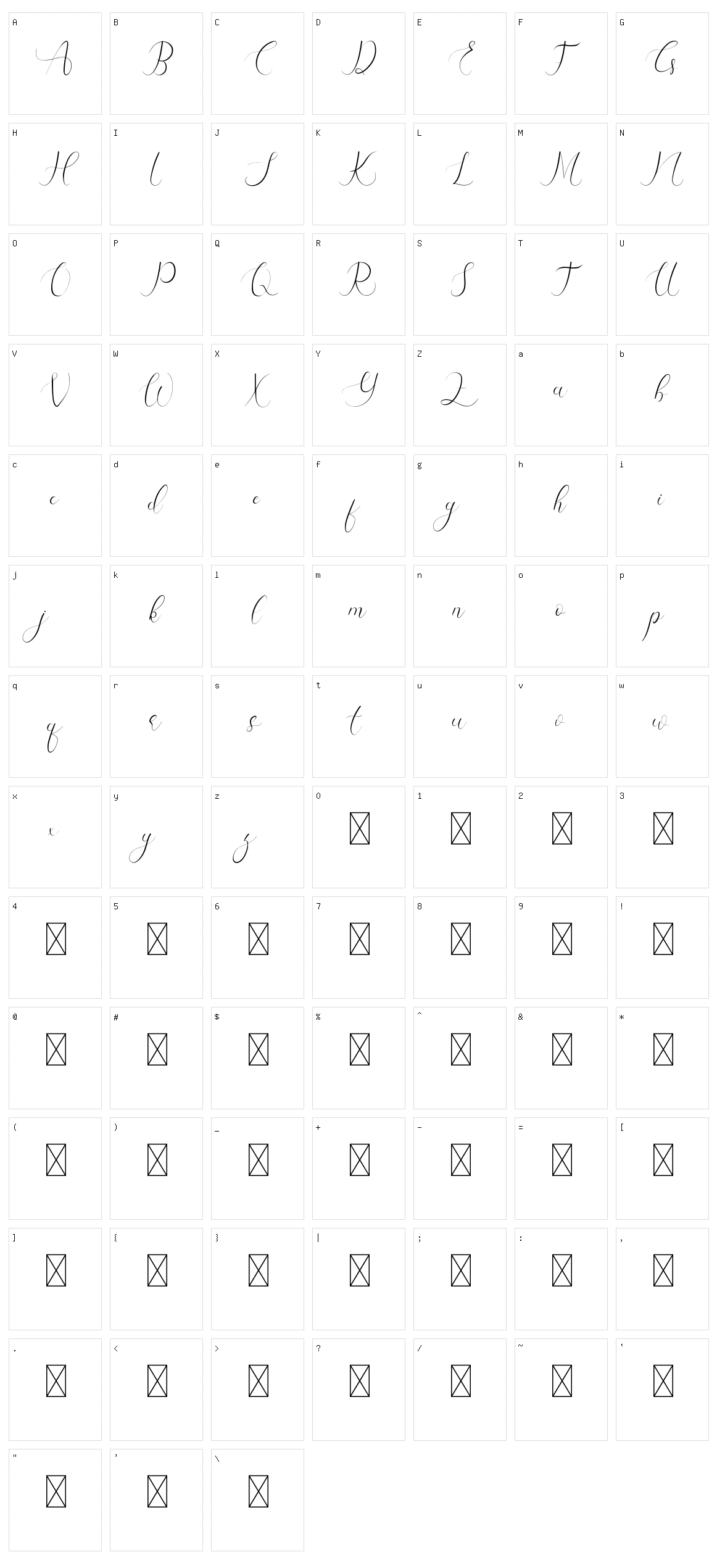 Yhasmeera Character Set