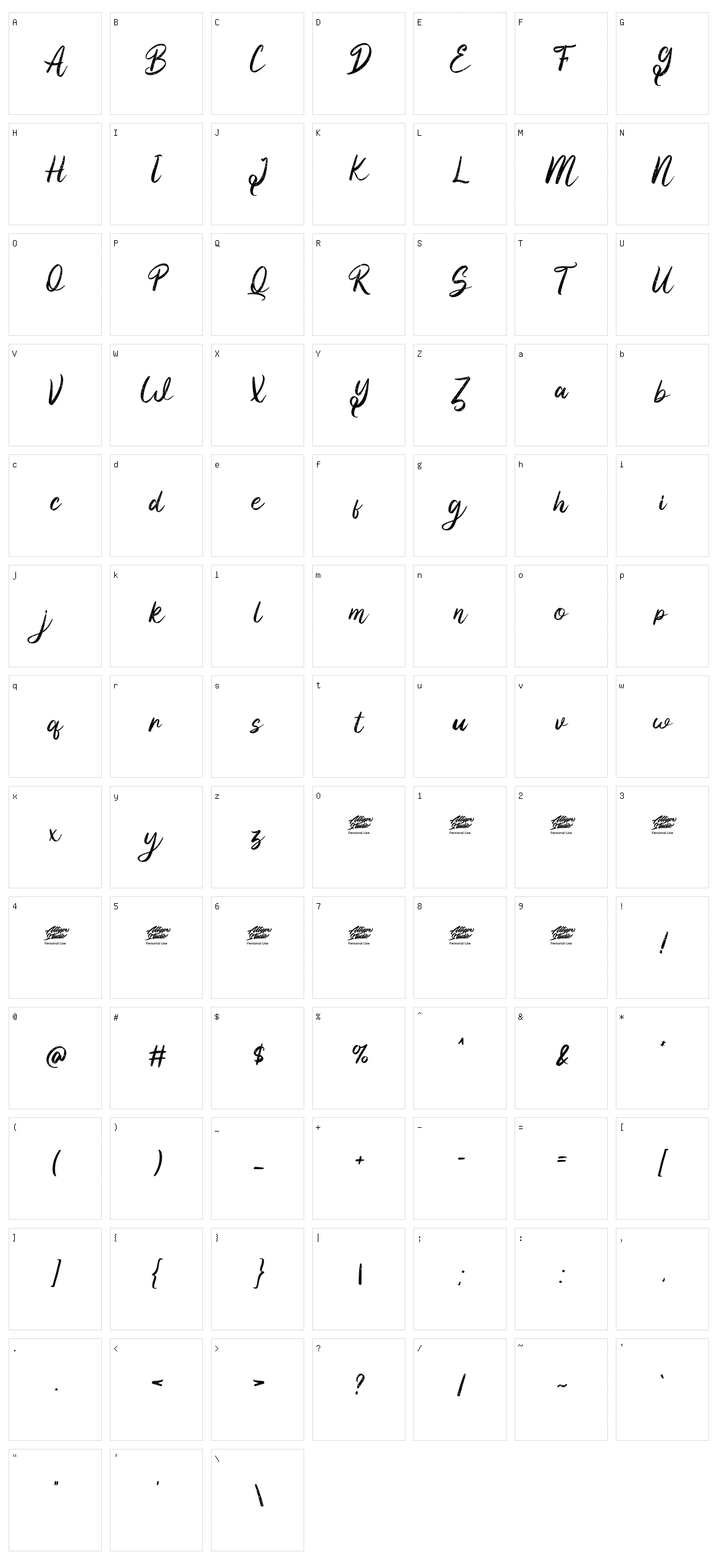 Yilactha Character Set