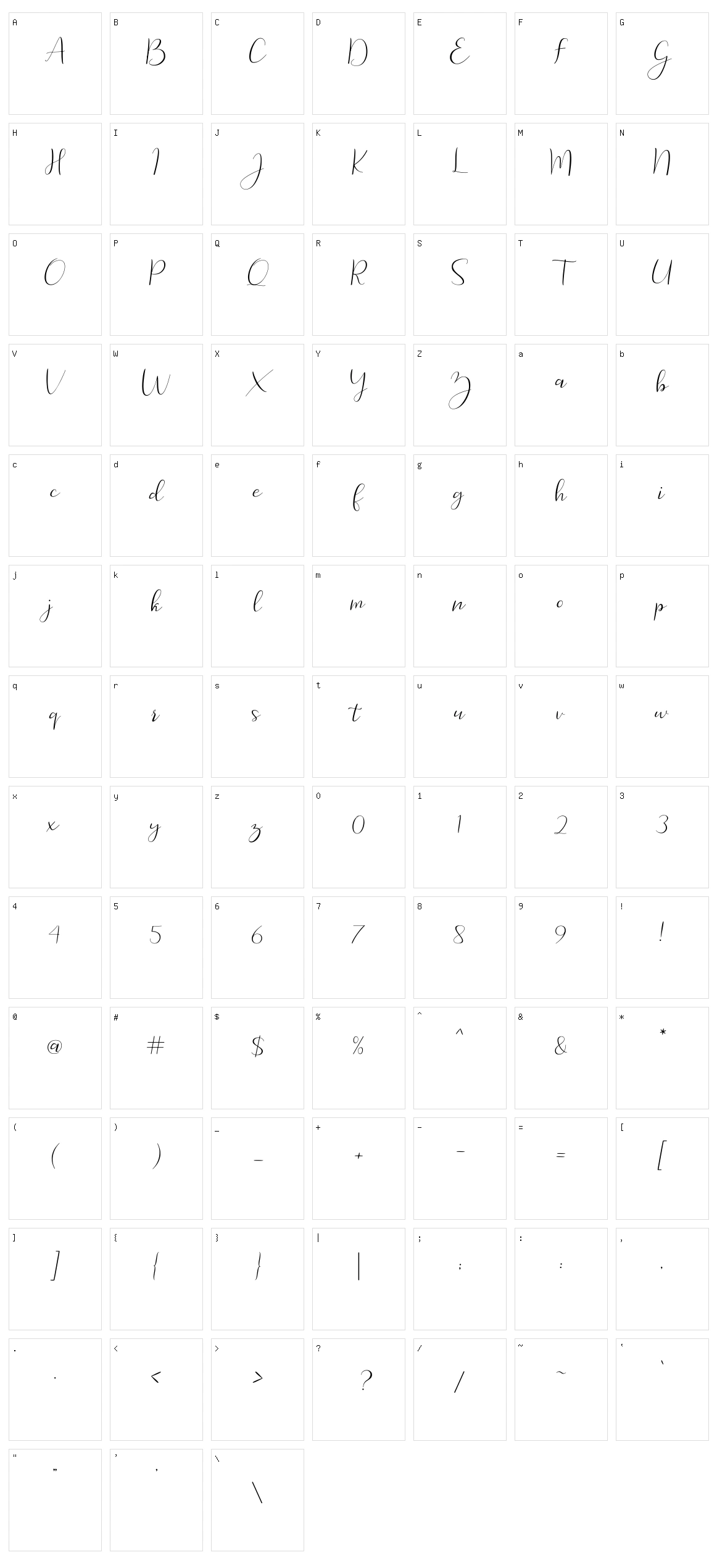 Yosephine Character Set