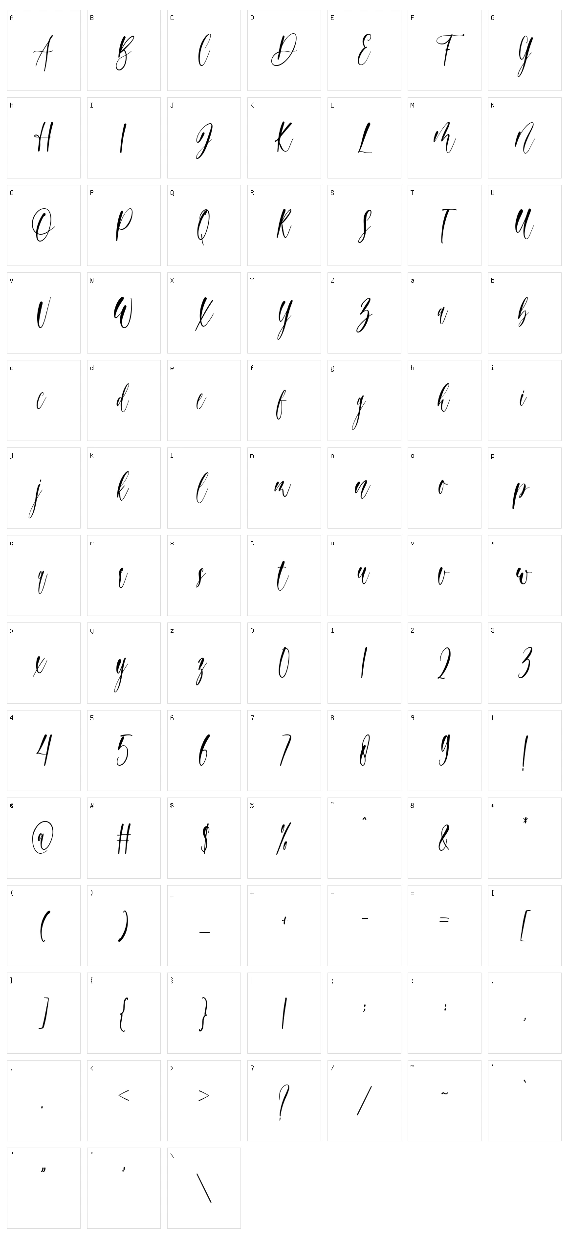 Your Song Character Set