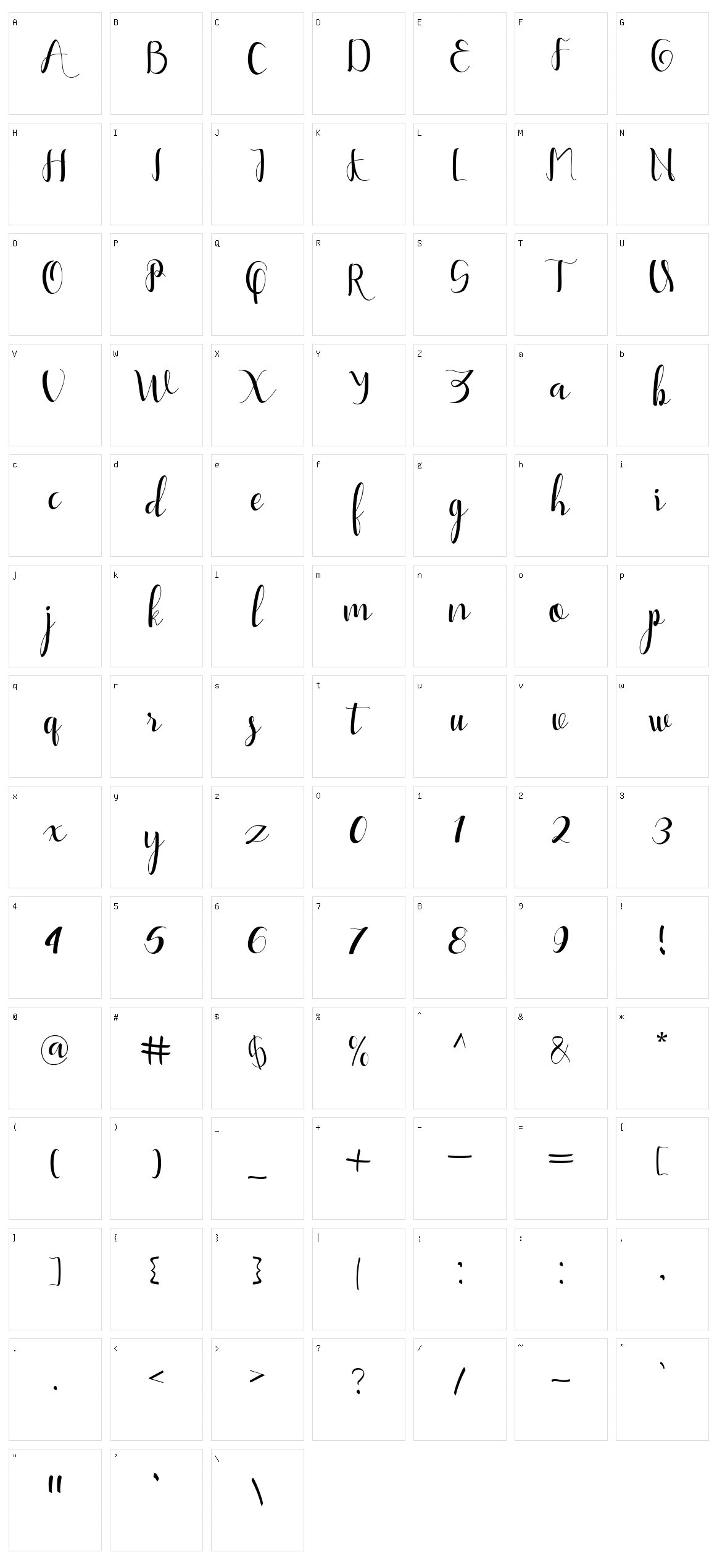 Yullisa Script Character Set